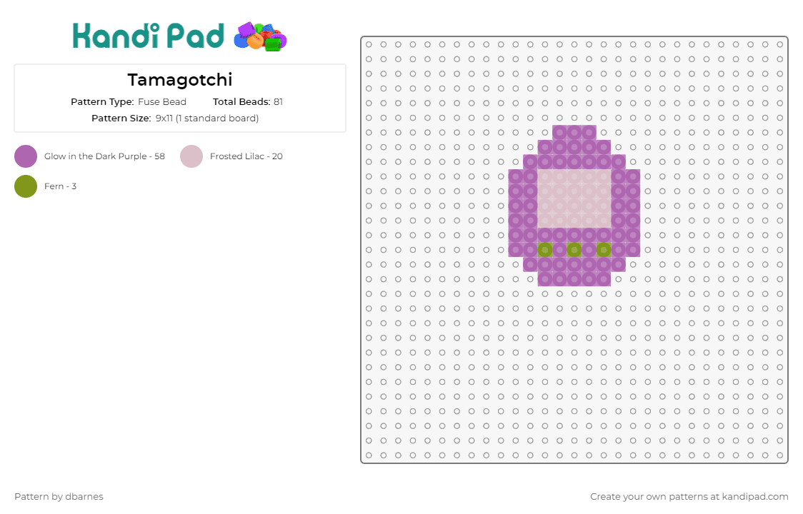 Tamagotchi - Fuse Bead Pattern by dbarnes on Kandi Pad - tamagotchi,throwback,classic,digital,pet,90s,nostalgia,playful,design,crafting,enthusiasts,purple