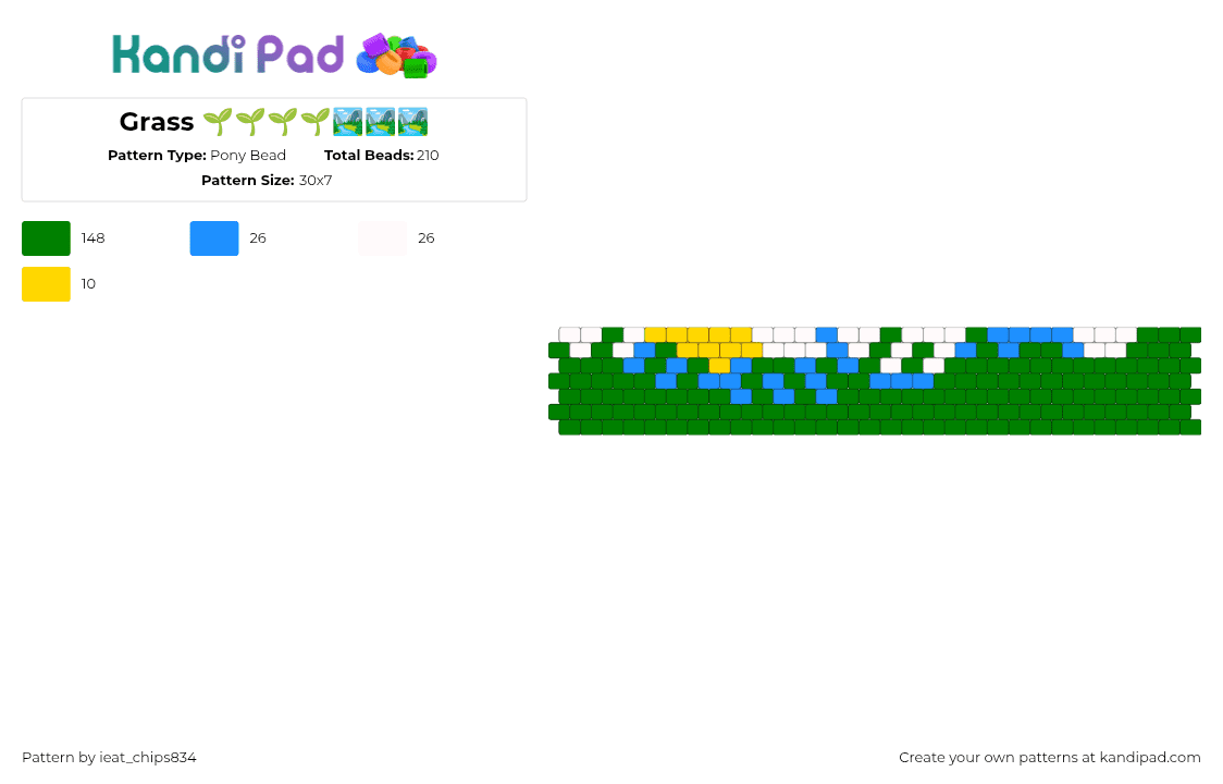 Grass 🌱🌱🌱🌱🏞️🏞️🏞️ - Pony Bead Pattern by ieat_chips834 on Kandi Pad - green,grass,outside,outdoors,sky,sun,clouds