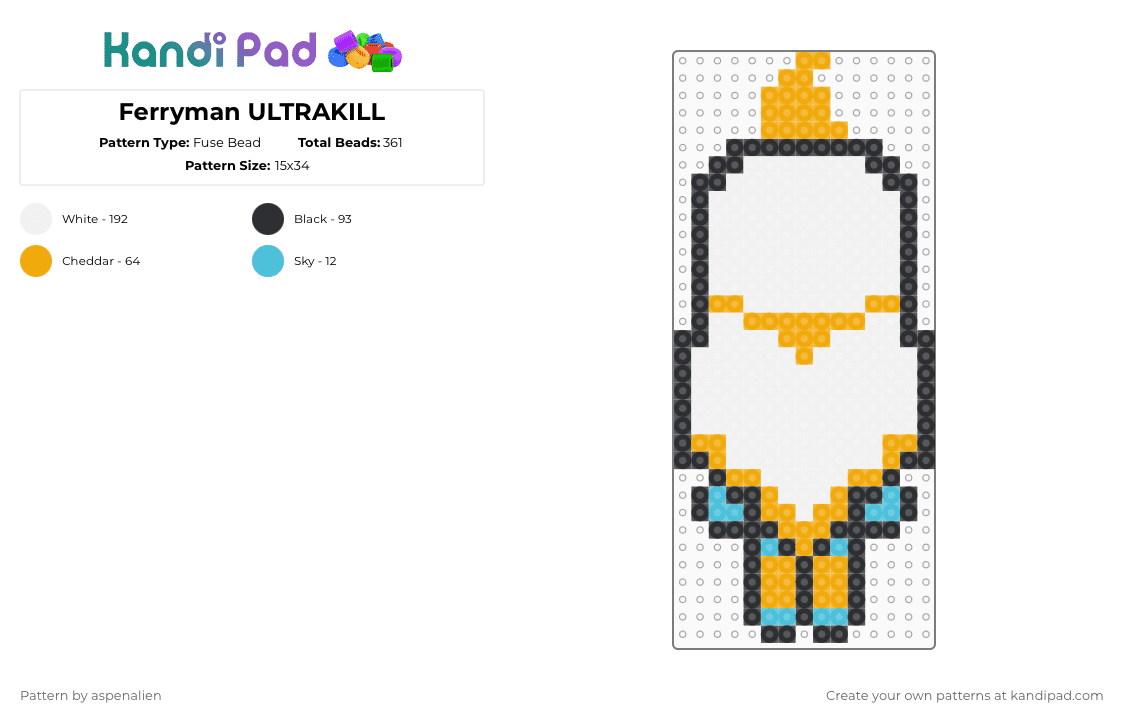 Ferryman ULTRAKILL - Fuse Bead Pattern by aspenalien on Kandi Pad - white,orange