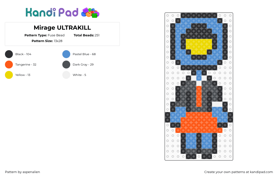 Mirage ULTRAKILL - Fuse Bead Pattern by aspenalien on Kandi Pad - light blue