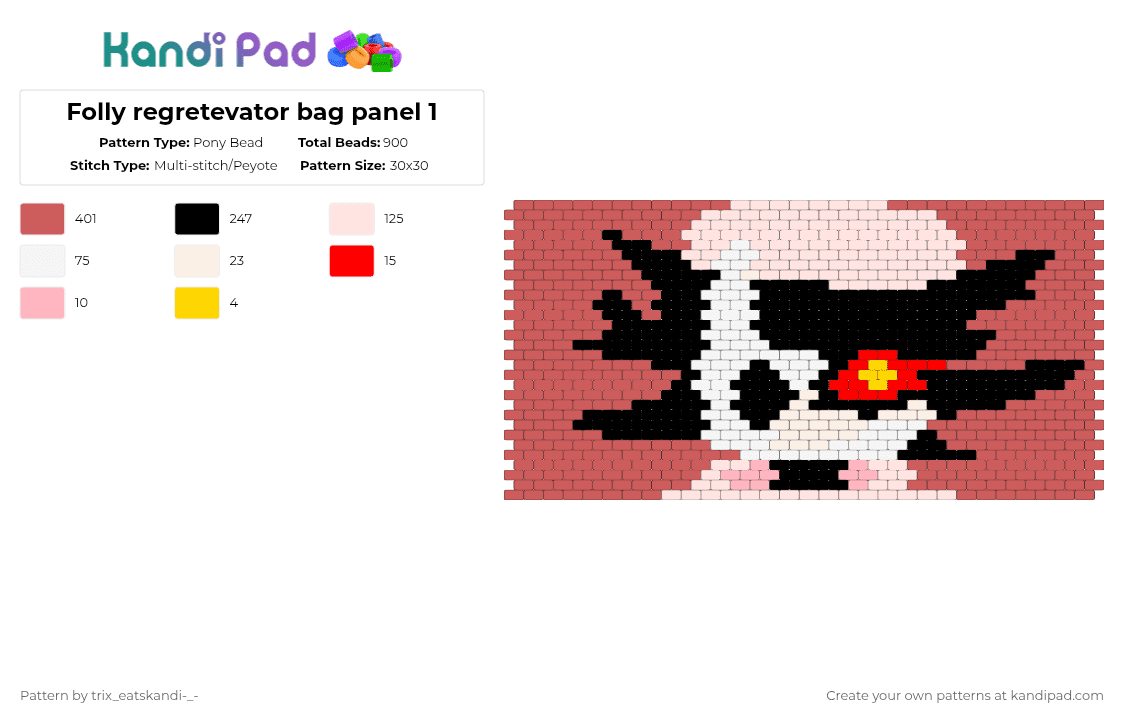 Folly regretevator bag panel 1 - Pony Bead Pattern by trix_eatskandi-_- on Kandi Pad - 