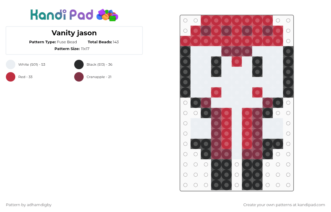 Vanity jason - Fuse Bead Pattern by adhamdigby on Kandi Pad - brown,red,forsaken