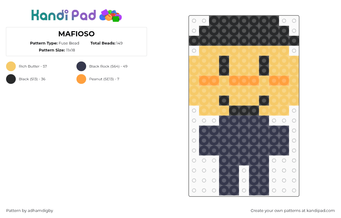 MAFIOSO - Fuse Bead Pattern by adhamdigby on Kandi Pad - yellow,purple,forsaken