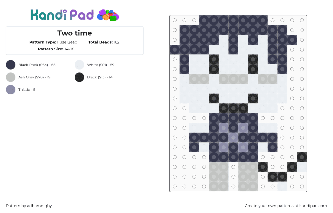Two time - Fuse Bead Pattern by adhamdigby on Kandi Pad - purple,forsaken