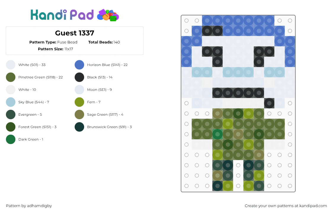 Guest 1337 - Fuse Bead Pattern by adhamdigby on Kandi Pad - white,blue,gold,forsaken