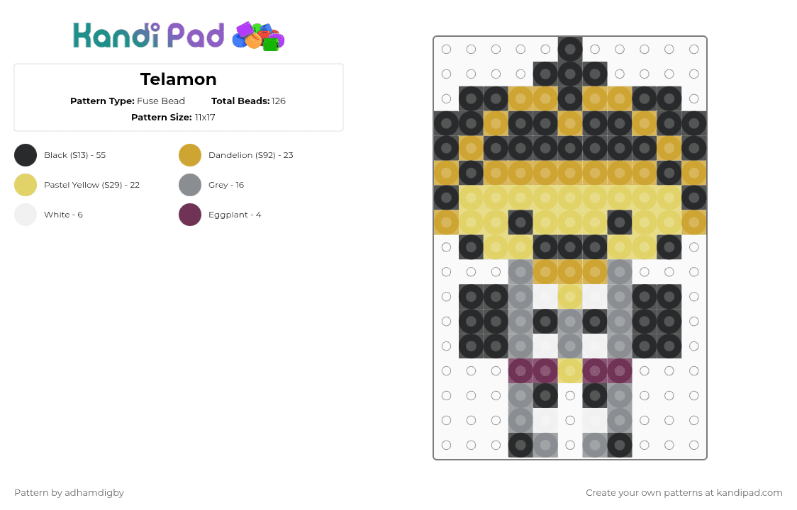 Telamon - Fuse Bead Pattern by adhamdigby on Kandi Pad - orange,yellow,gray,forsaken