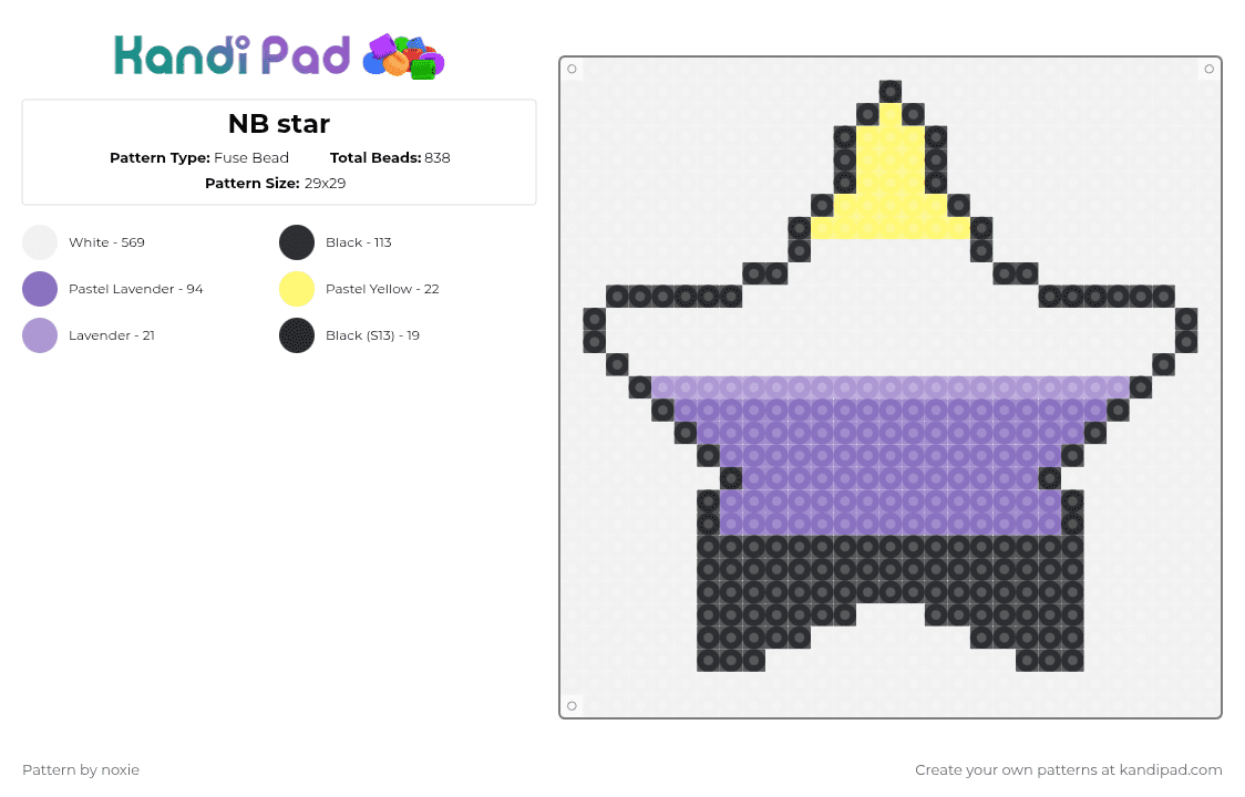 NB star - Fuse Bead Pattern by noxie on Kandi Pad - white,blue