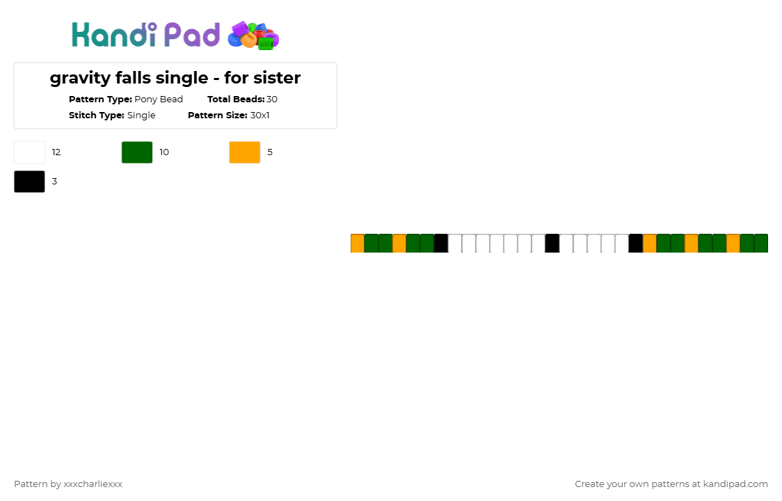 gravity falls single - for sister - Pony Bead Pattern by xxxcharliexxx on Kandi Pad - orange,green