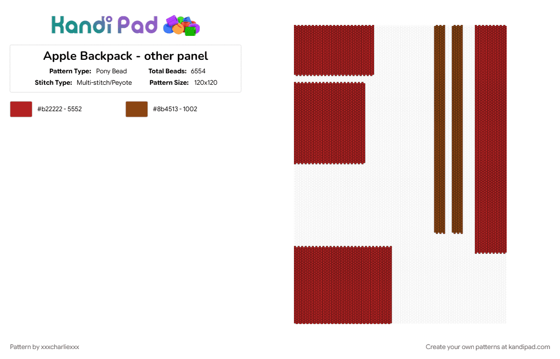 Apple Backpack - other panel - Pony Bead Pattern by xxxcharliexxx on Kandi Pad - red