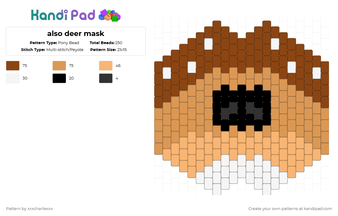 also deer mask - Pony Bead Pattern by xxxcharliexxx on Kandi Pad - red,orange