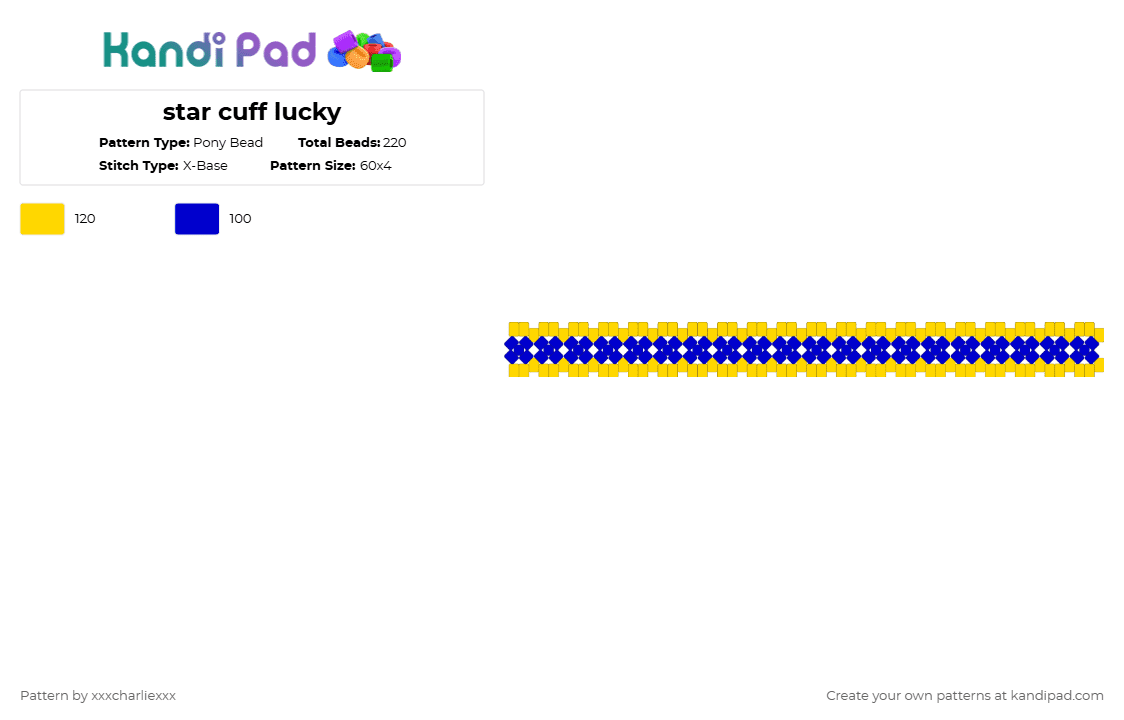 star cuff lucky - Pony Bead Pattern by xxxcharliexxx on Kandi Pad - yellow,purple