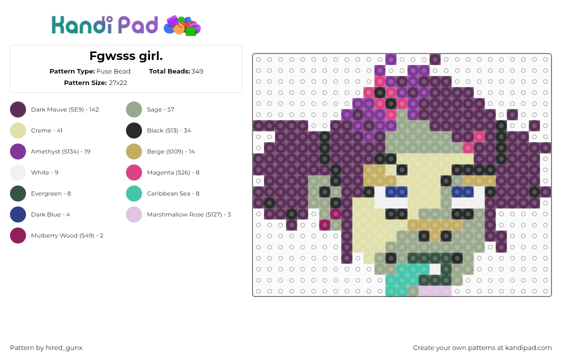 Fgwsss girl. - Fuse Bead Pattern by hired_gunx on Kandi Pad - pink,gray,msi,mindlesselfindulgence,fgwsss