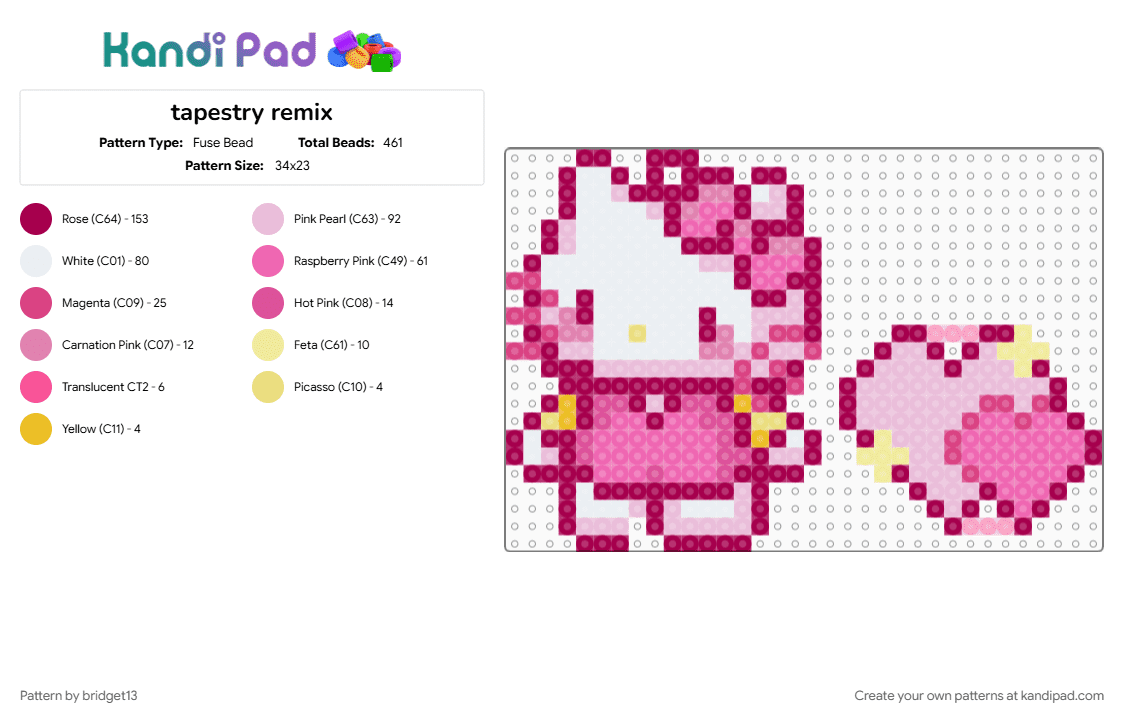 tapestry remix - Fuse Bead Pattern by bridget13 on Kandi Pad - pink