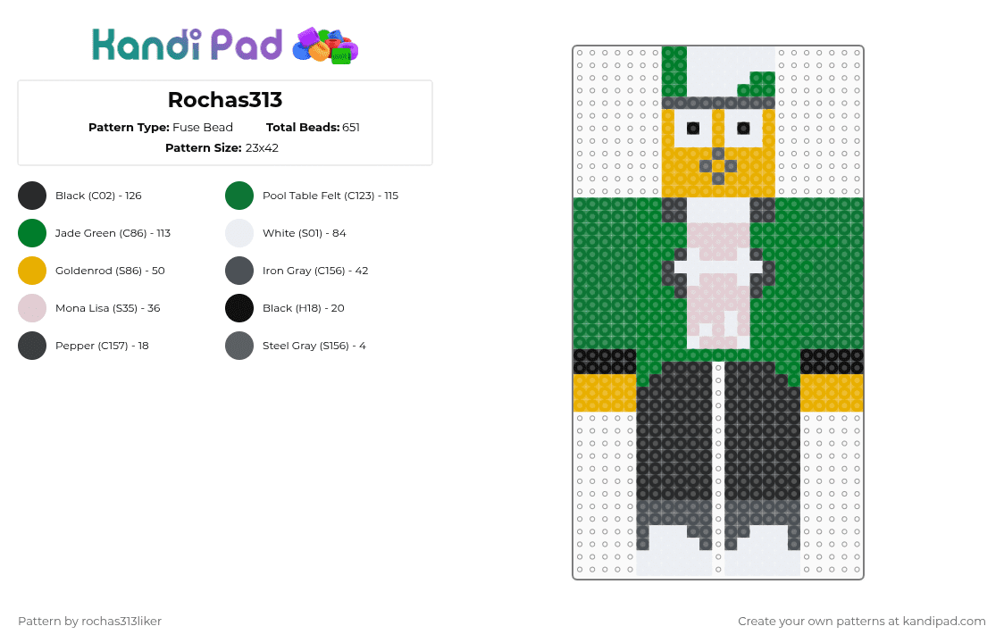 Rochas313 Fuse Bead Pattern - Kandi Pad | Kandi Patterns, Fuse Bead ...