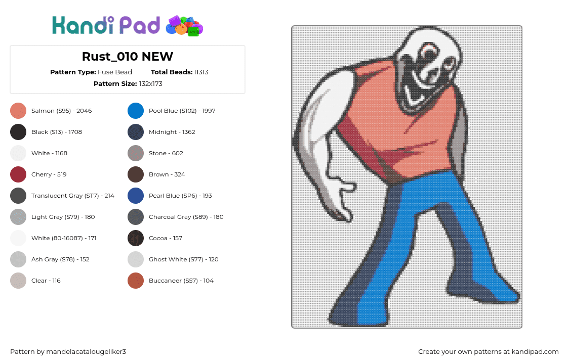 Rust_010 NEW Fuse Bead Pattern - Kandi Pad | Kandi Patterns, Fuse Bead ...