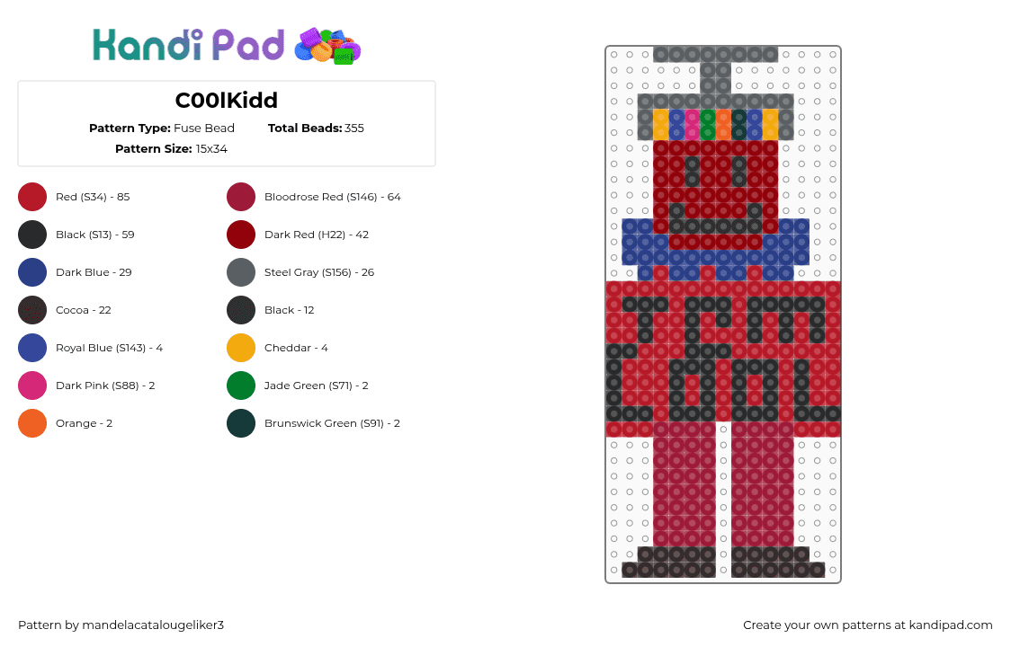 C00lKidd - Fuse Bead Pattern by rochas313liker on Kandi Pad - red,c00lkidd,roblox,forsaken,smol c00lkidd