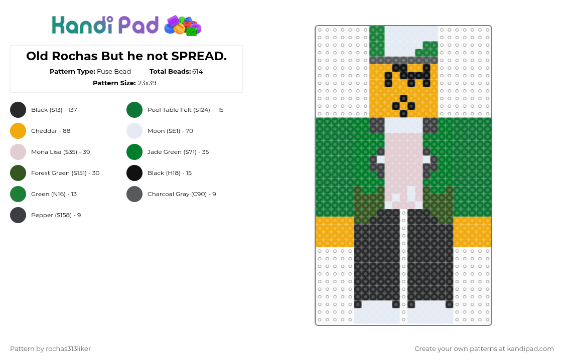 Old Rochas But he not SPREAD. - Fuse Bead Pattern by rochas313liker on Kandi Pad - orange,green