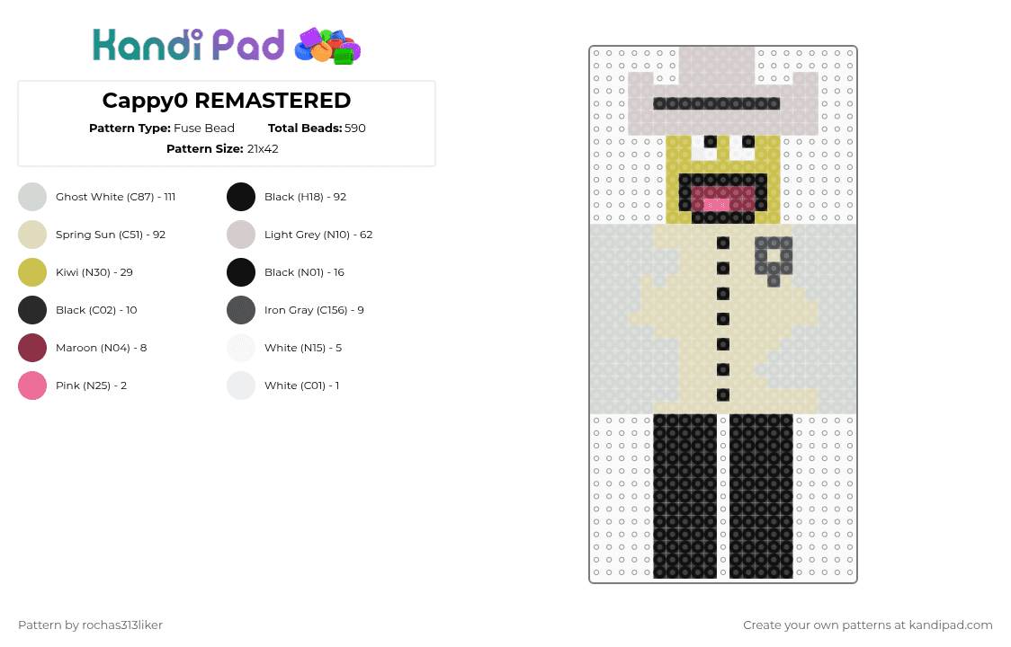 Cappy0 REMASTERED - Fuse Bead Pattern by rochas313liker on Kandi Pad - analog horror ish, beige, cappy0, remaster, roblox
