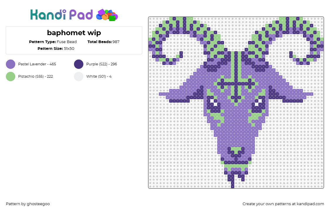 baphomet wip - Fuse Bead Pattern by ghosteegoo on Kandi Pad - blue