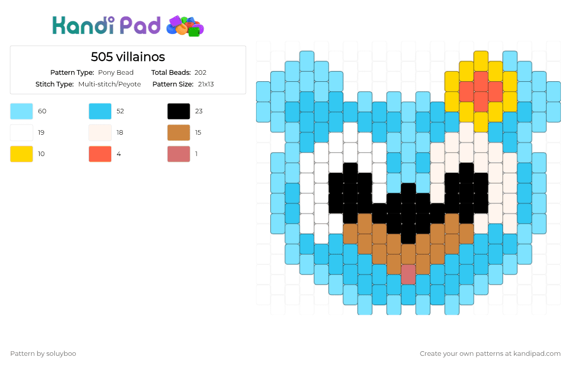 505 villainos - Pony Bead Pattern by soluyboo on Kandi Pad - light blue