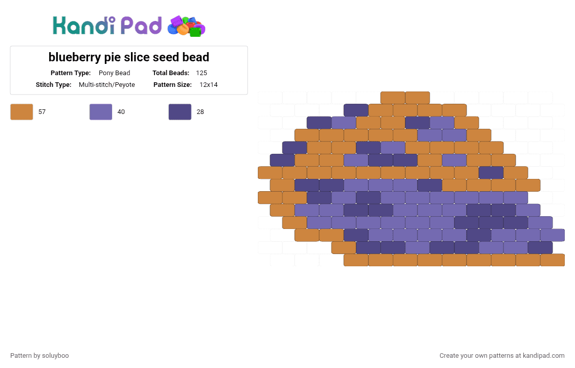 blueberry pie slice seed bead - Pony Bead Pattern by soluyboo on Kandi Pad - orange, purple
