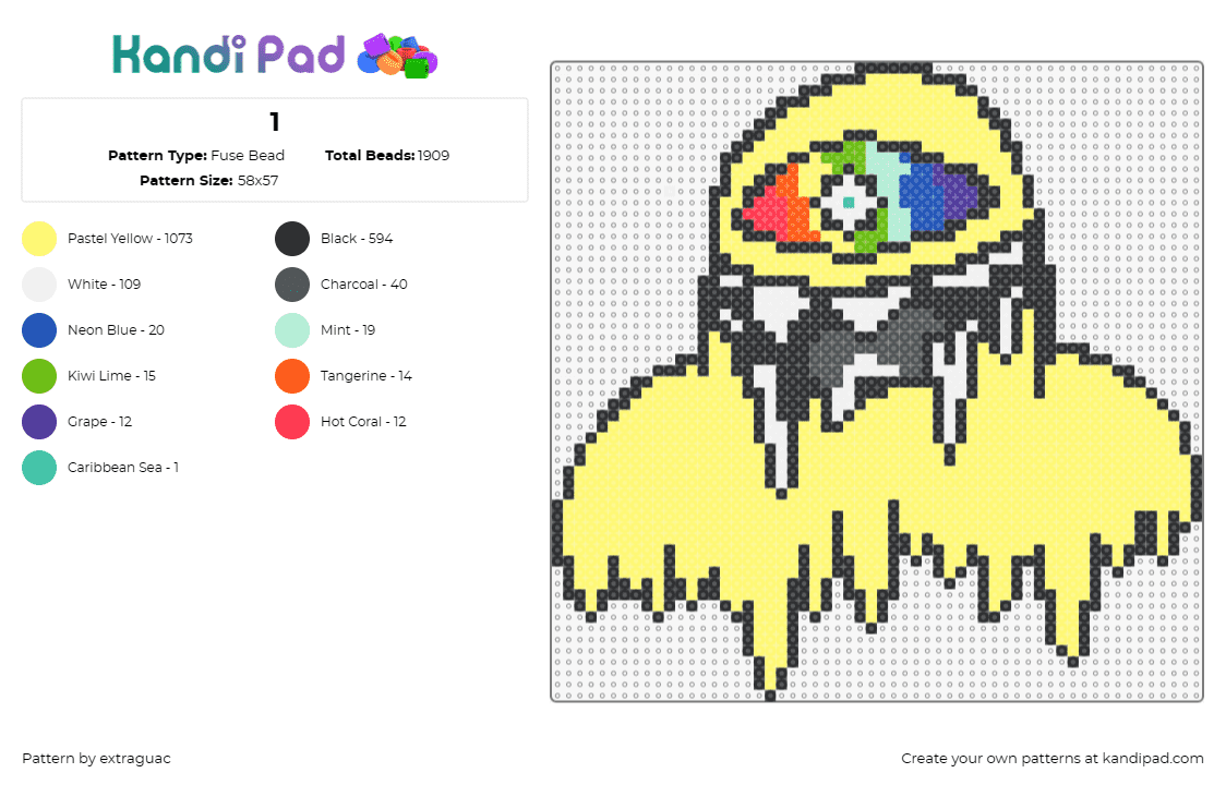 1 - Fuse Bead Pattern by extraguac on Kandi Pad - subtronics,cyclops,dj,music,edm,electrifying,beats,vibrant,trippy,festival,yello