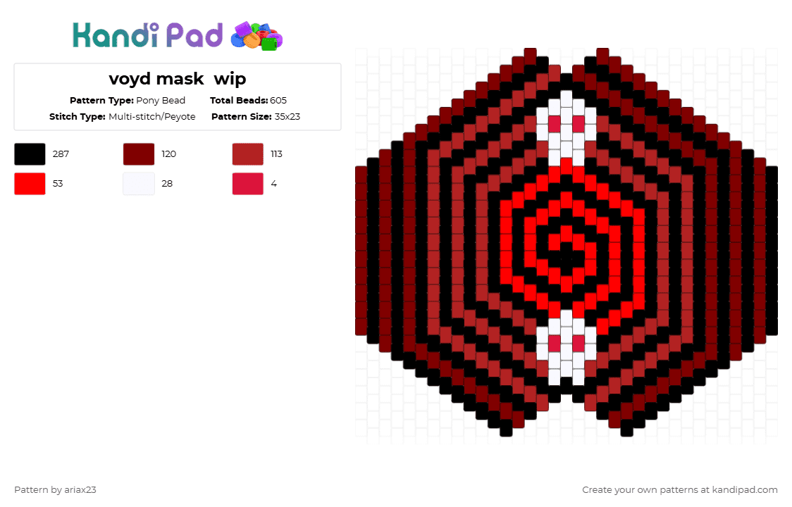 voyd mask  wip - Pony Bead Pattern by ariax23 on Kandi Pad - brown,red