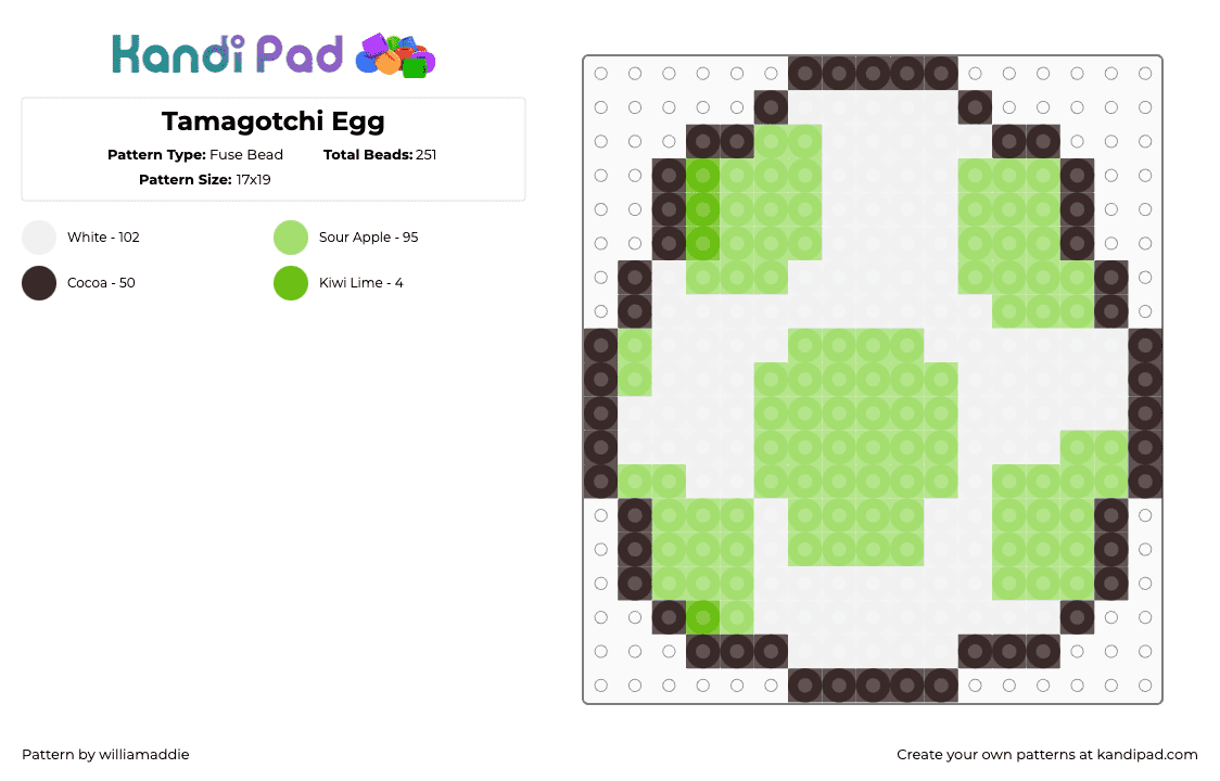 Tamagotchi Egg - Fuse Bead Pattern by smurfcatpatty on Kandi Pad - egg,tamagotchi,yoshi,spots,food,gaming,video game,nostalgia,brown,green
