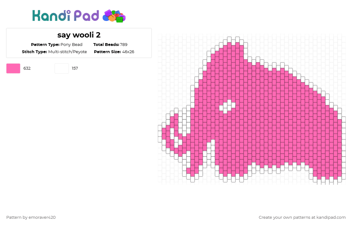 say wooli 2 - Pony Bead Pattern by emoraver420 on Kandi Pad - pink
