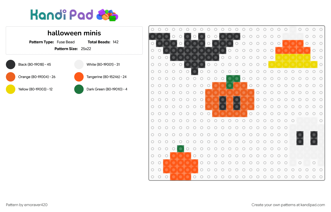 halloween minis - Fuse Bead Pattern by emoraver420 on Kandi Pad - orange