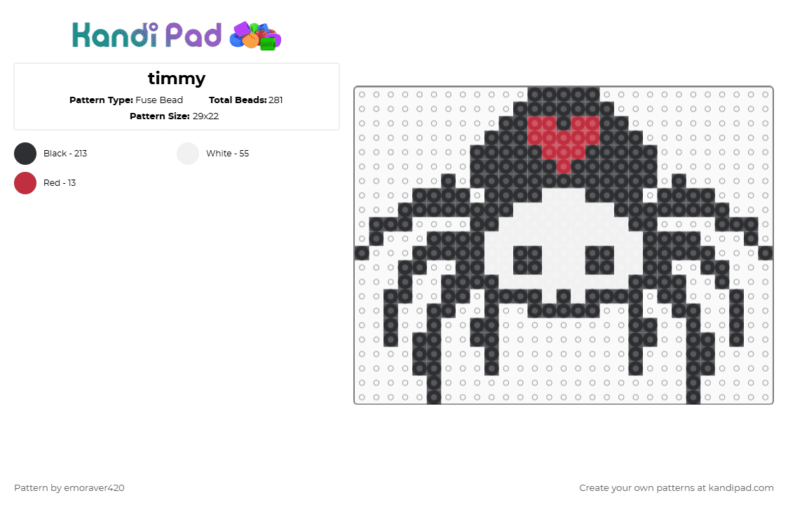 timmy - Fuse Bead Pattern by emoraver420 on Kandi Pad - black,white