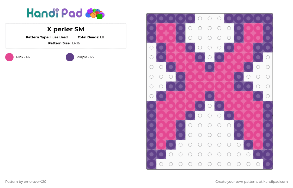 X perler SM - Fuse Bead Pattern by emoraver420 on Kandi Pad - excision,dj,music,logo,edm,x,purple,pink