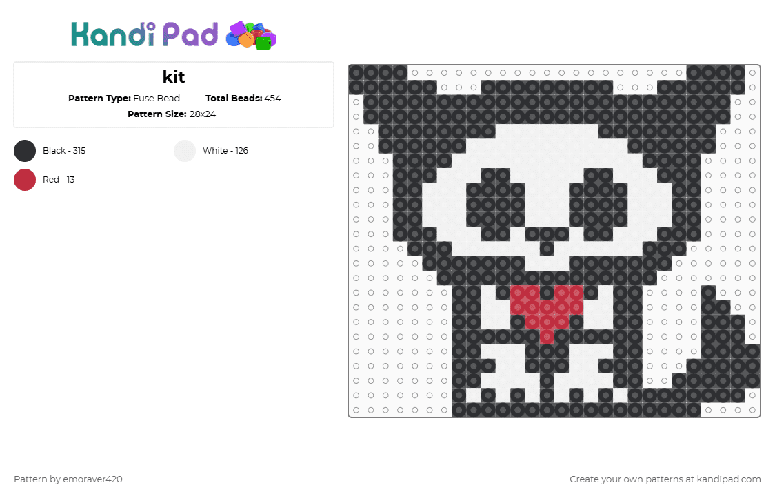 kit - Fuse Bead Pattern by emoraver420 on Kandi Pad - kit,skelanimals,plush,cat,spooky,animal,halloween,black,white