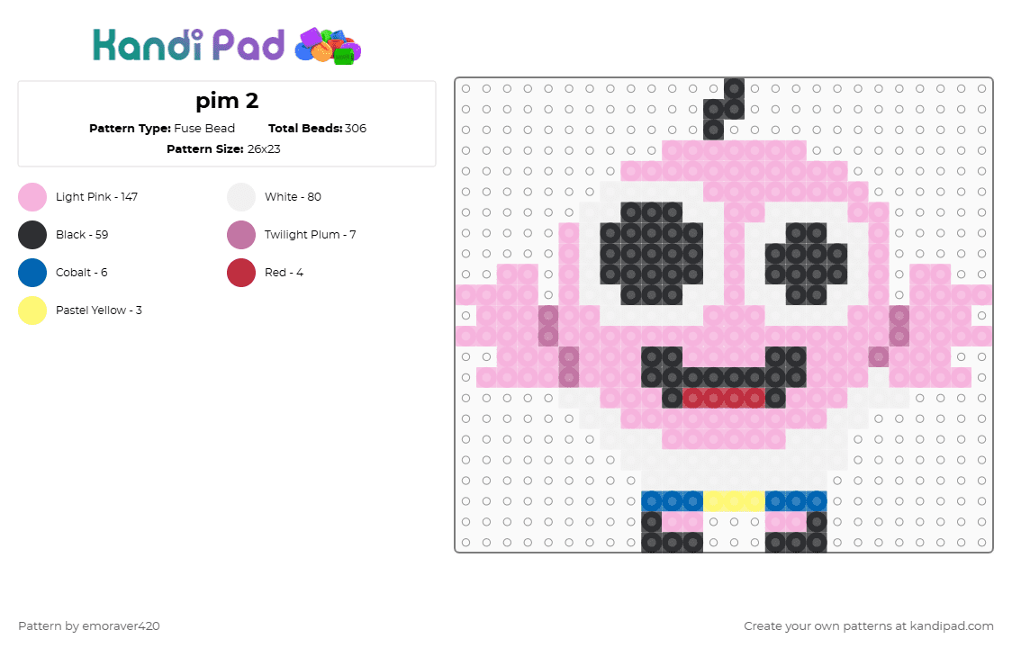 pim 2 - Fuse Bead Pattern by emoraver420 on Kandi Pad - pim pimling,smiling friends,character,cartoon,pim,tv show,pink