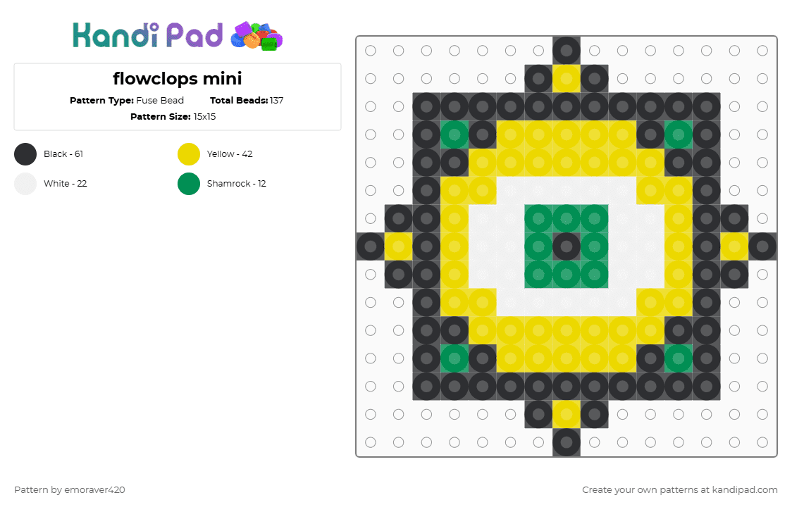 flowclops mini - Fuse Bead Pattern by emoraver420 on Kandi Pad - subtronics,flowstar,cyclops,edm,rave,festival,flowclops,music,yellow