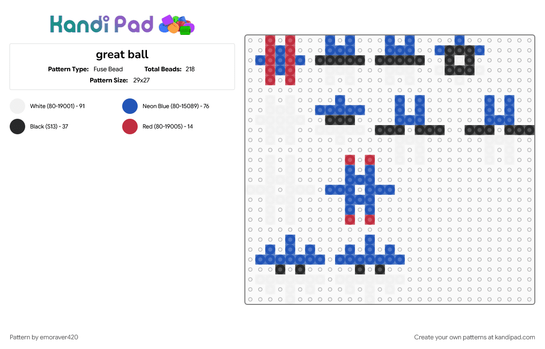 great ball - Fuse Bead Pattern by emoraver420 on Kandi Pad - blue