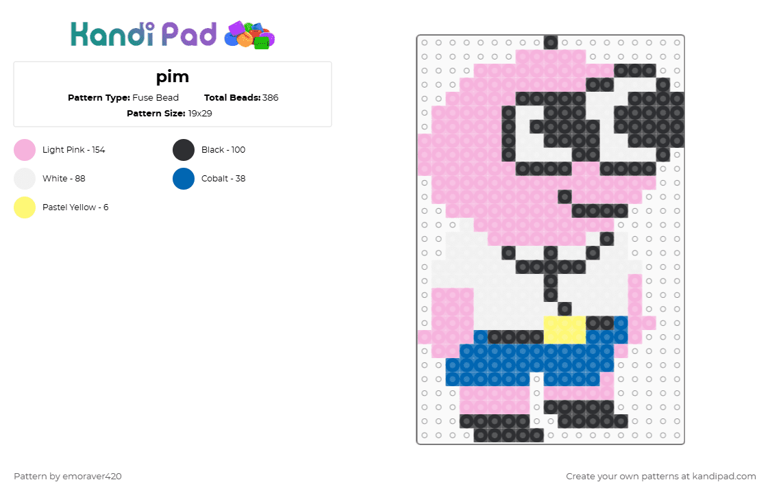 pim - Fuse Bead Pattern by emoraver420 on Kandi Pad - pim pimling,smiling friends,character,cartoon,pim,tv show,pink