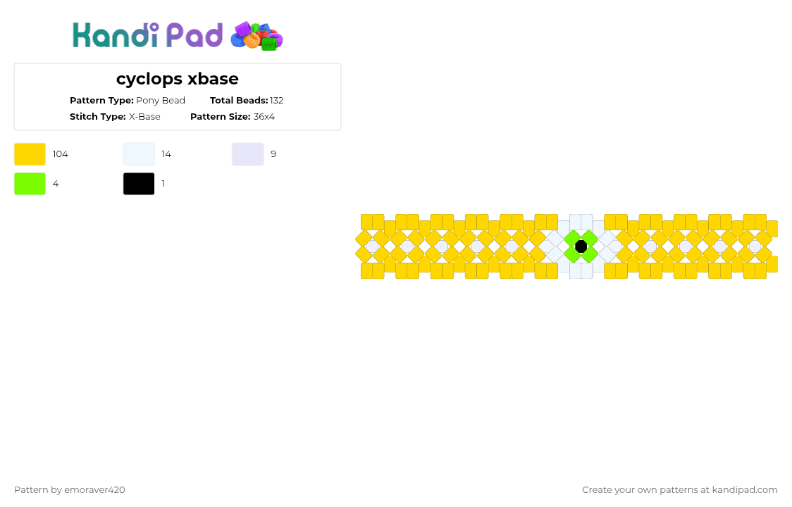 cyclops xbase - Pony Bead Pattern by emoraver420 on Kandi Pad - yellow