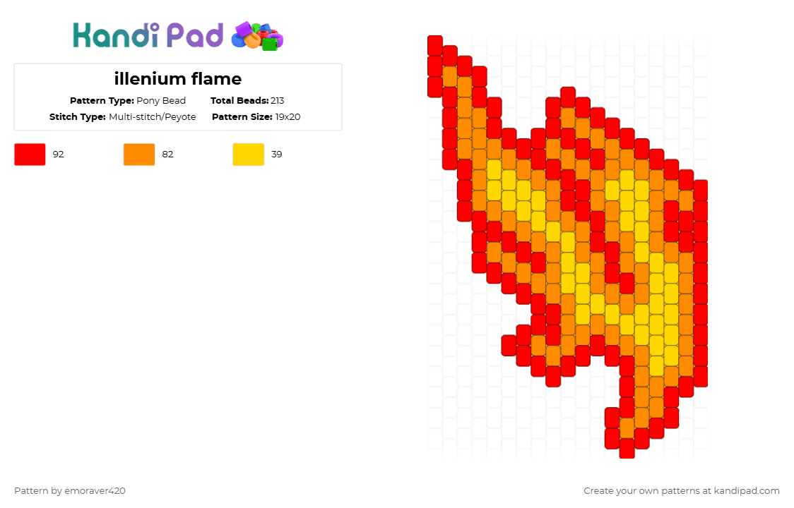 illenium flame - Pony Bead Pattern by emoraver420 on Kandi Pad - orange,red