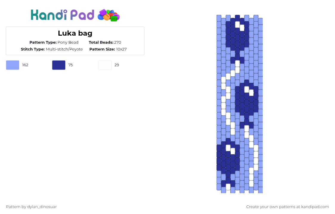 Cat clown kandi bag (sides) - Pony Bead Pattern by dylan_dinosuar on Kandi Pad - light blue,purple