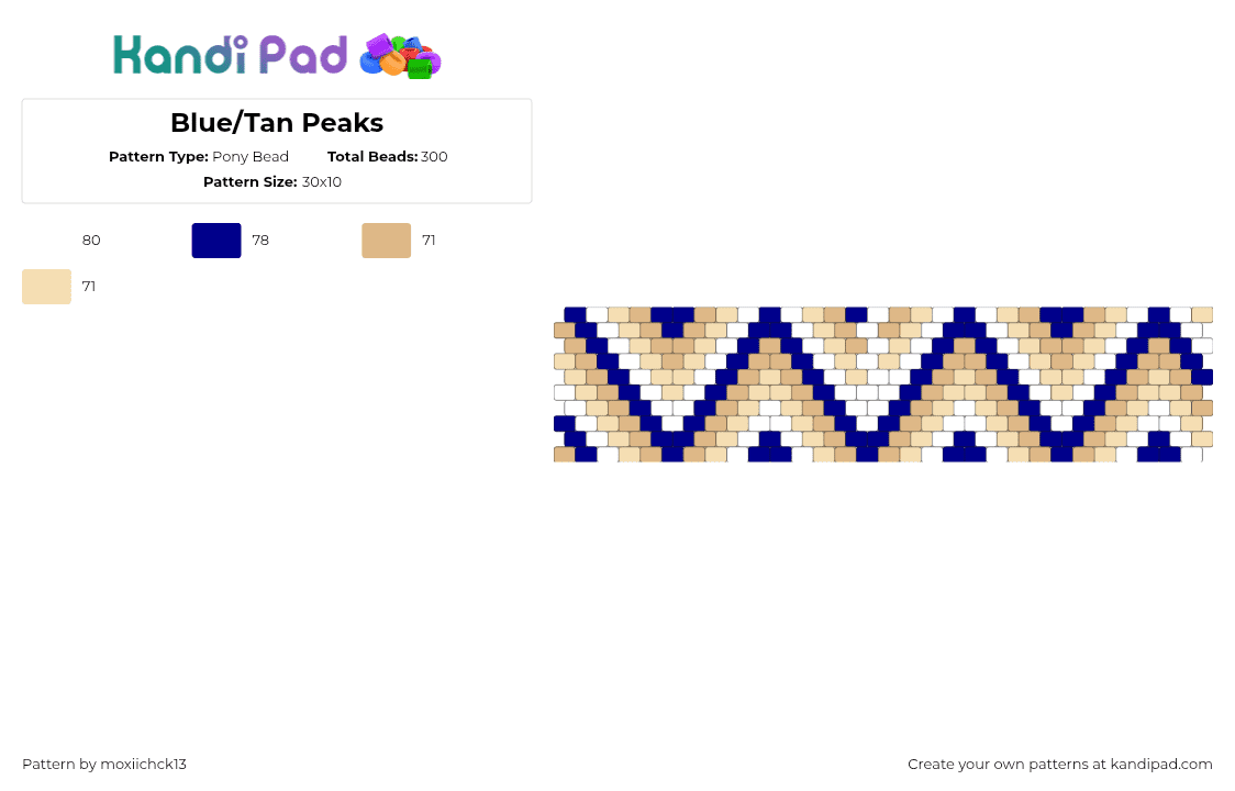 Blue/Tan Peaks - Pony Bead Pattern by moxiichck13 on Kandi Pad - purple,beige