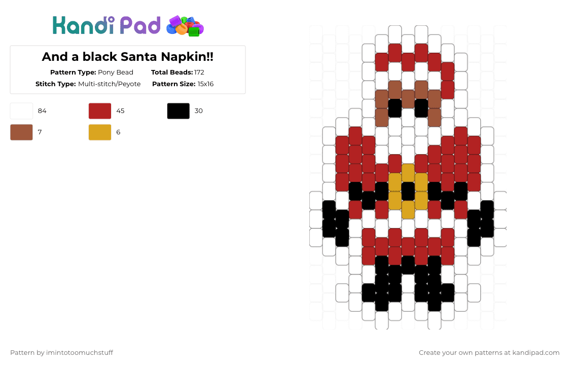 And a black Santa Napkin!! - Pony Bead Pattern by imintotoomuchstuff on Kandi Pad - white,red