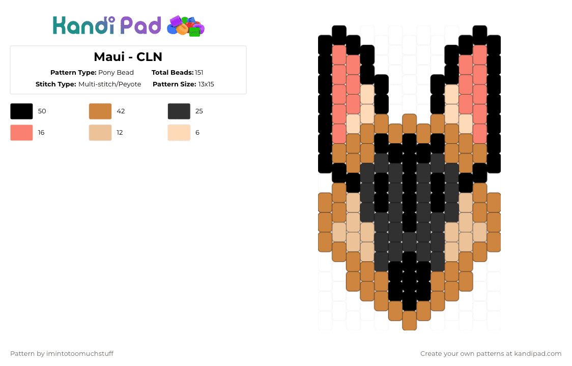 Maui - CLN - Pony Bead Pattern by imintotoomuchstuff on Kandi Pad - orange,maui,christian lee navarro,christian navarro,dog