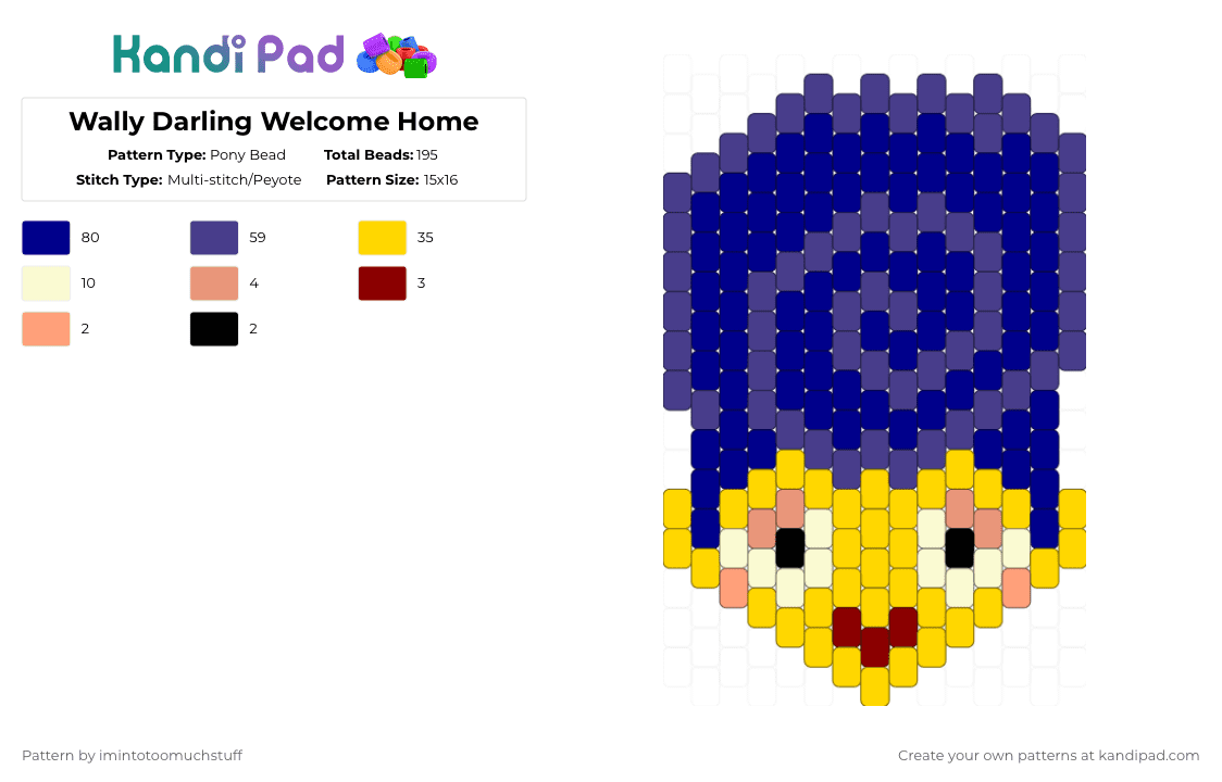 Wally Darling Welcome Home - Pony Bead Pattern by imintotoomuchstuff on Kandi Pad - purple