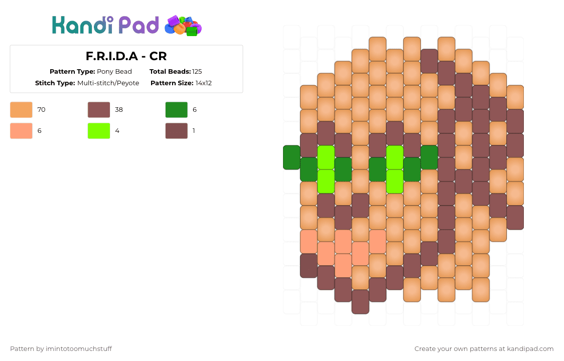F.R.I.D.A - CR - Pony Bead Pattern by imintotoomuchstuff on Kandi Pad - red,orange,frida,critical role,christian navarro,dnd