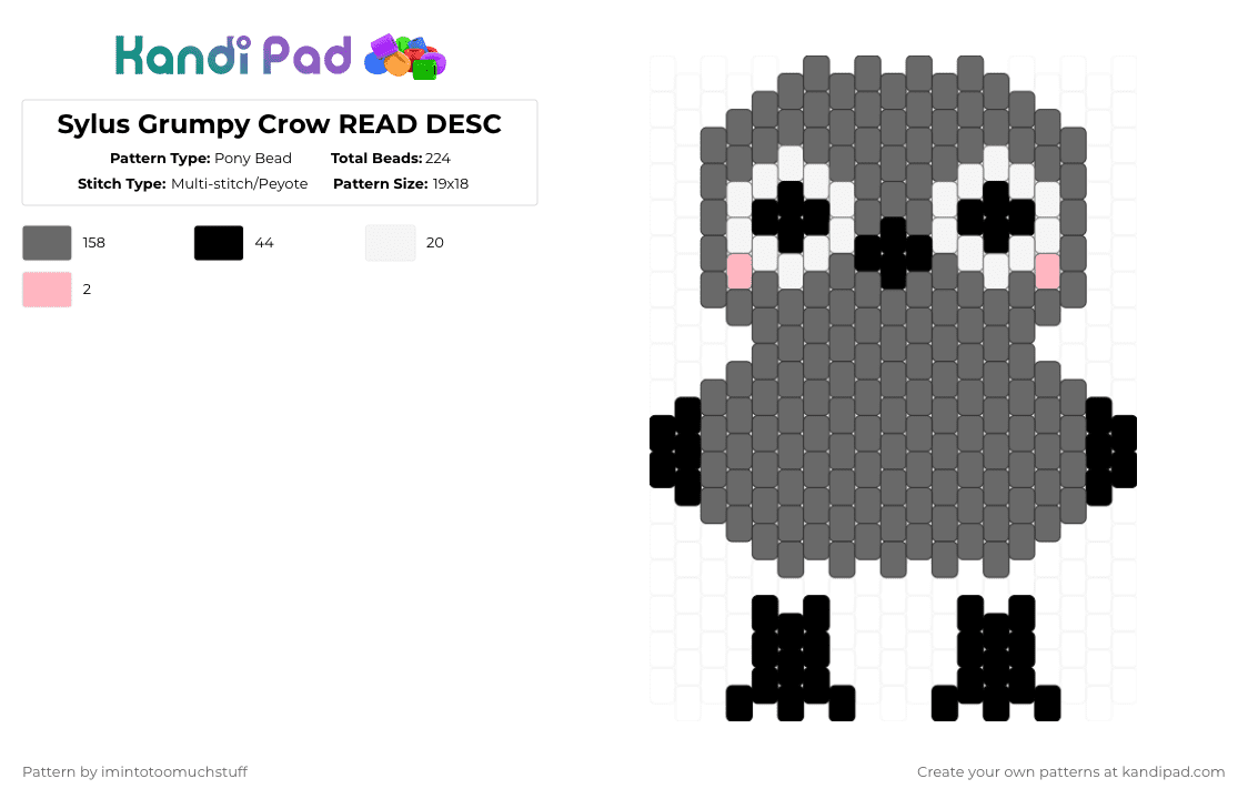 Sylus Grumpy Crow READ DESC - Pony Bead Pattern by imintotoomuchstuff on Kandi Pad - gray,sylus,grumpy crow,lads,love and deepspace,onychinus,luke,kieran,mephisto