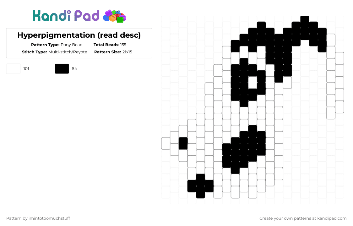 Hyperpigmentation (read desc) - Pony Bead Pattern by imintotoomuchstuff on Kandi Pad - black,white