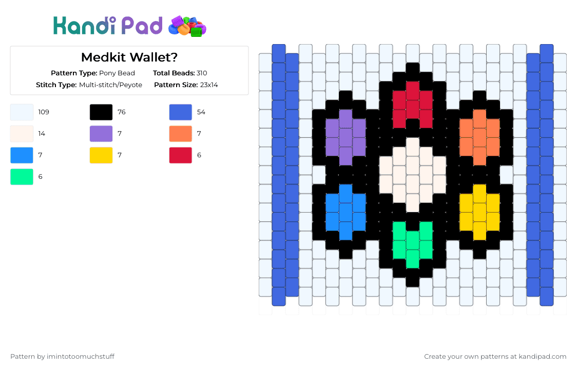 Medkit Wallet? - Pony Bead Pattern by imintotoomuchstuff on Kandi Pad - blue, white