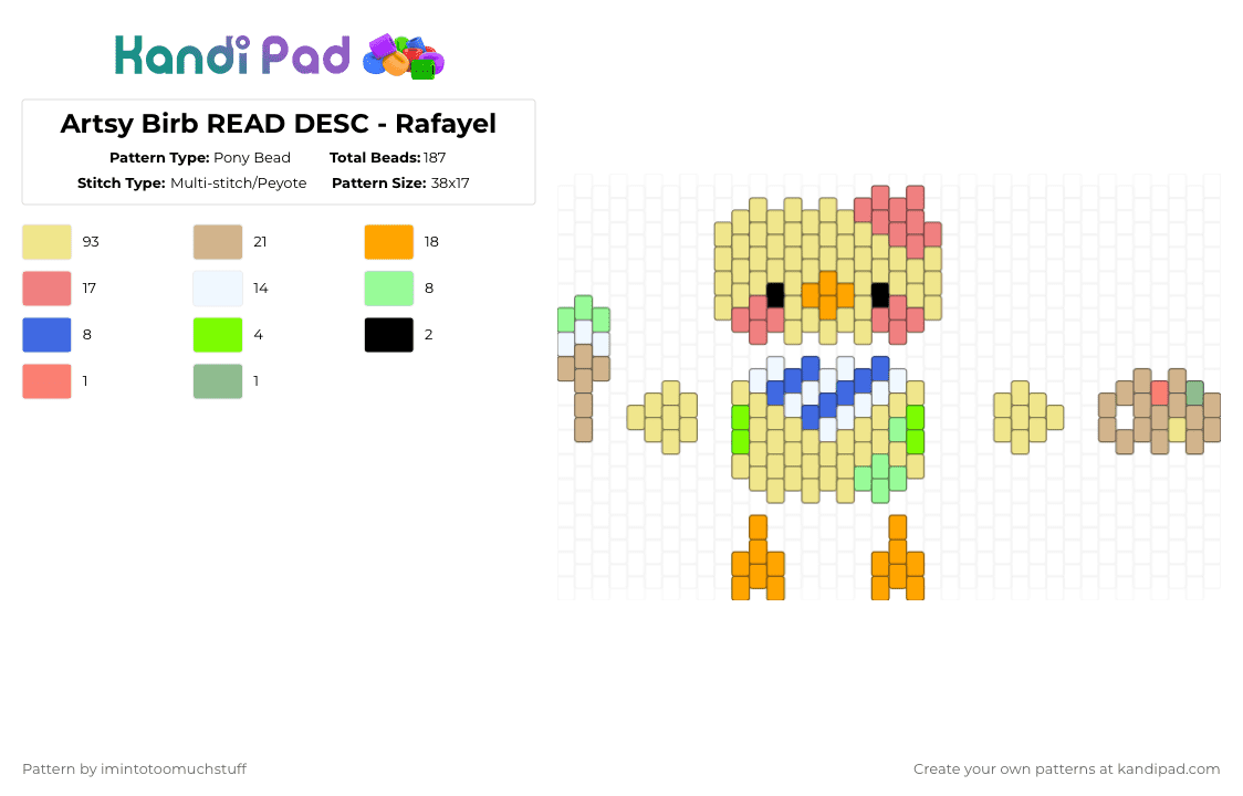 Artsy Birb READ DESC - Rafayel - Pony Bead Pattern by imintotoomuchstuff on Kandi Pad - yellow,lads,rafayel,infold,artsy birb,love and deepspace