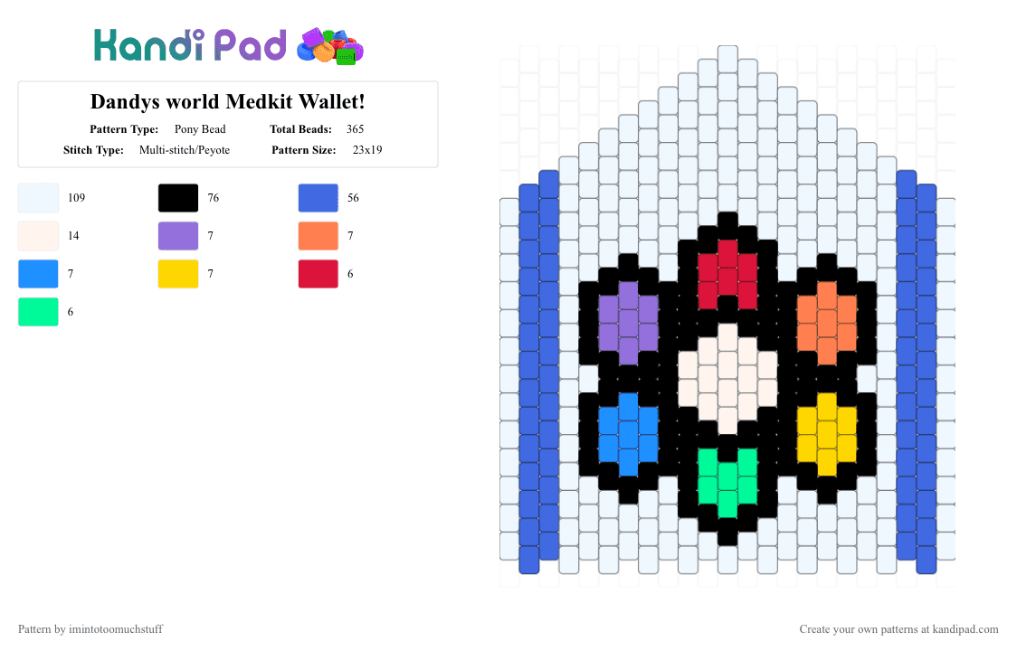 Dandys world Medkit Wallet! - Pony Bead Pattern by imintotoomuchstuff on Kandi Pad - white,blue